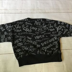 Zara Black and gray writing crew neck sweatshirt girls boys size 8 Ciao vibes